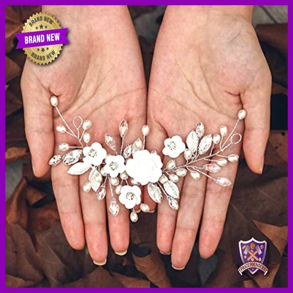 Pearl Crystal Bridal Hair Vine Wedding Accessory 6.5 Inches Adjustable main image 4
